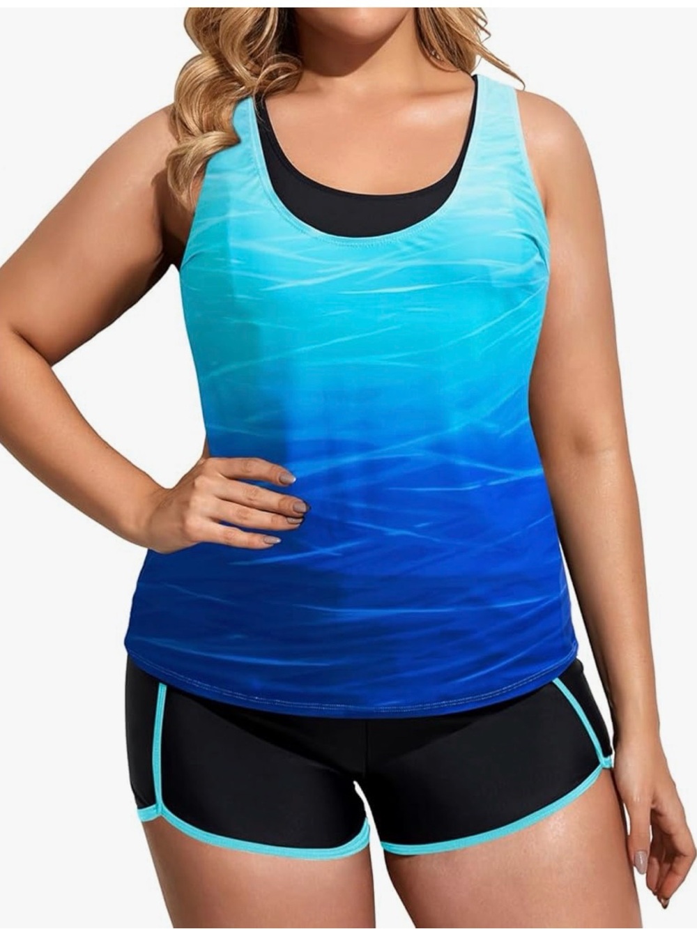 Holipick 3-Piece Tankini Swim Set with Cover Tank & Shorts